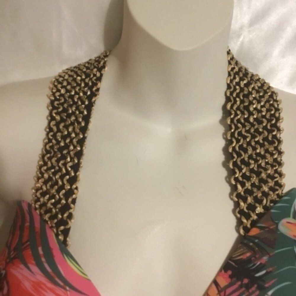 Shein Pink Tropical Stitch Pushup One Piece Swimsuit Bikini L - Picture 7 of 11